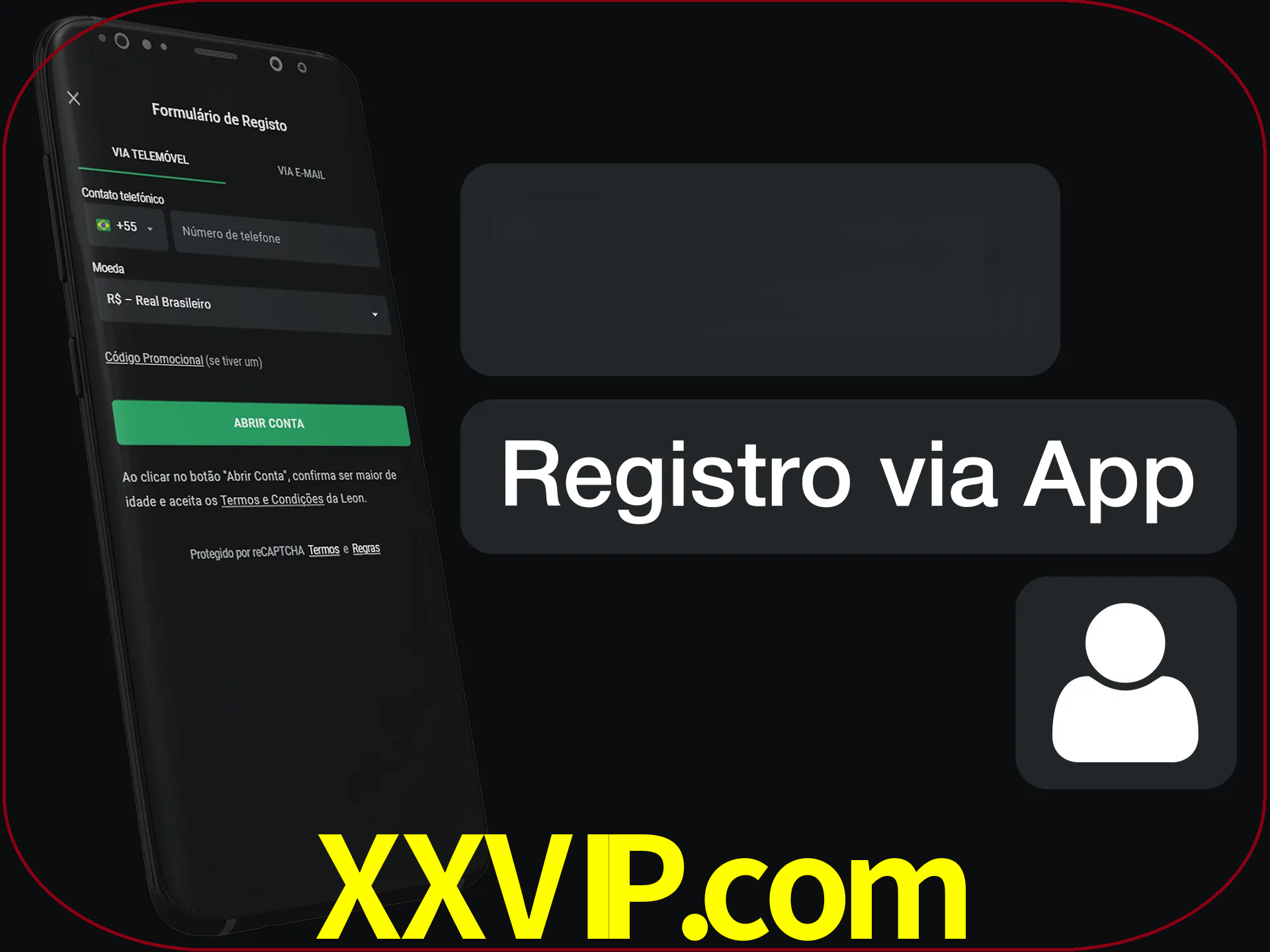 Registre-se com duas etapas usando o aplicativo.